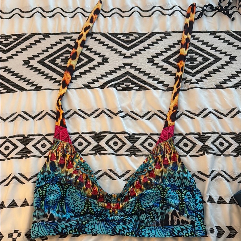 Halter animal print multi tone with rhinestone details